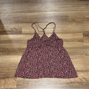 French Connection Pink and Taupe Patterned Tank Top Camisole
